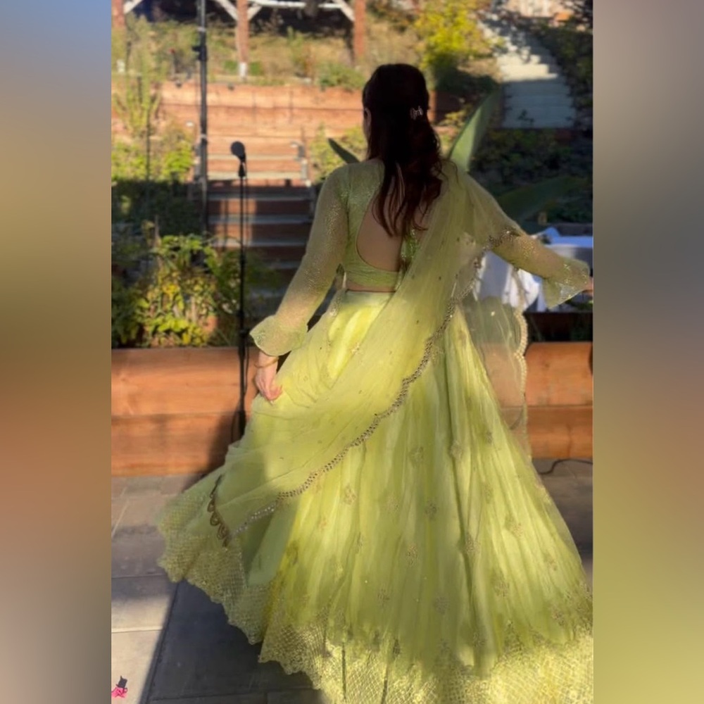 Elegant Lime Green Lehenga, with blouse and dupatta